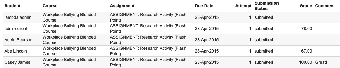 4. Assignment Summary Report New Format