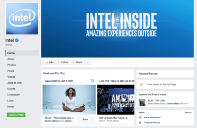 Blog integrated marketing - Intel-facebook-pages example