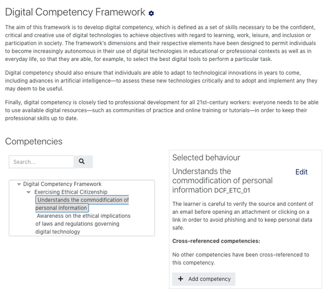 Add competency to Framework