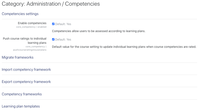 Competencies Administration Page
