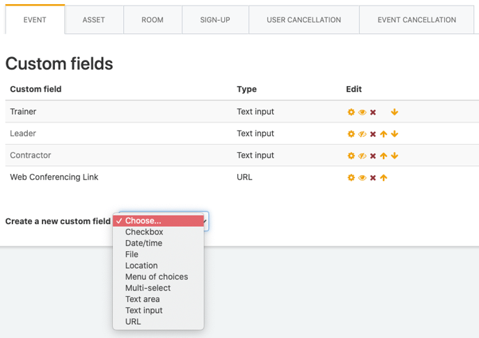 Custom Field Types and settings