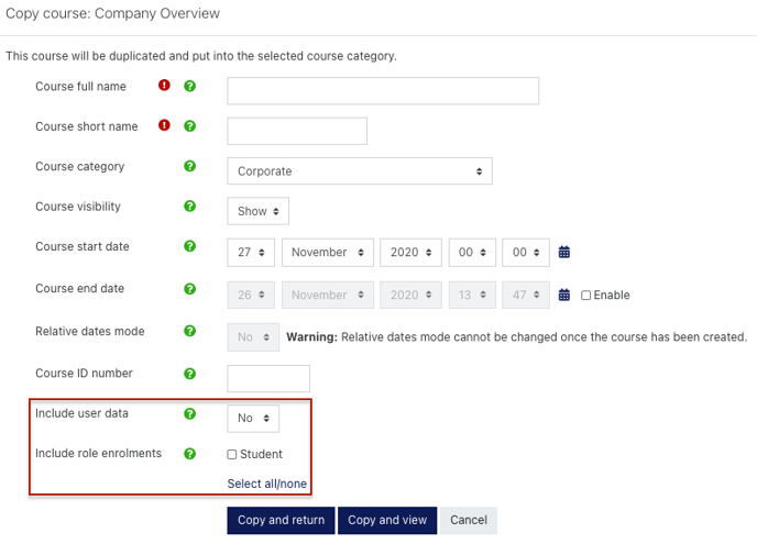 copy course page settings