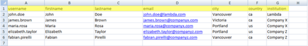 user profile csv with optional fields