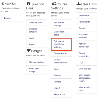 Course Management Page