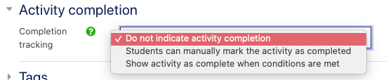 activity completion tracking