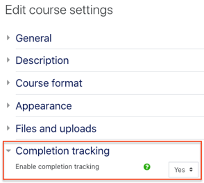completion tracking in course settings2