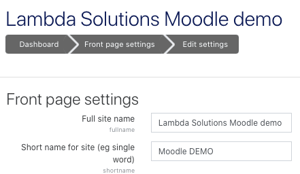 Site full name and short names settings