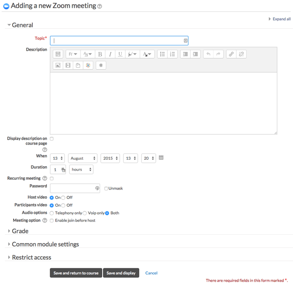 image Moodle Plugin - Zoom Meeting Add a Meeting Setting