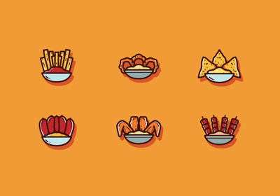 image conceptual icons showing what microlearning as bite-size like fries nachos