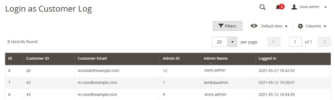 loginascustomerlog