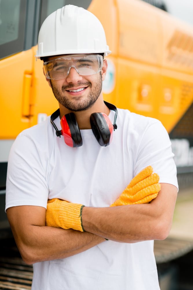 construction guy with safety equipment on