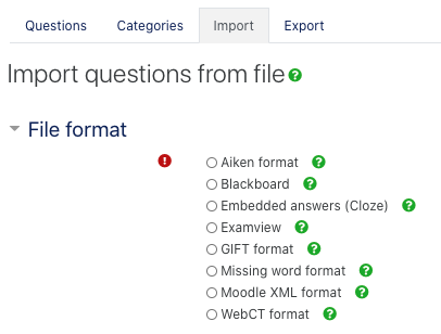 import question formats